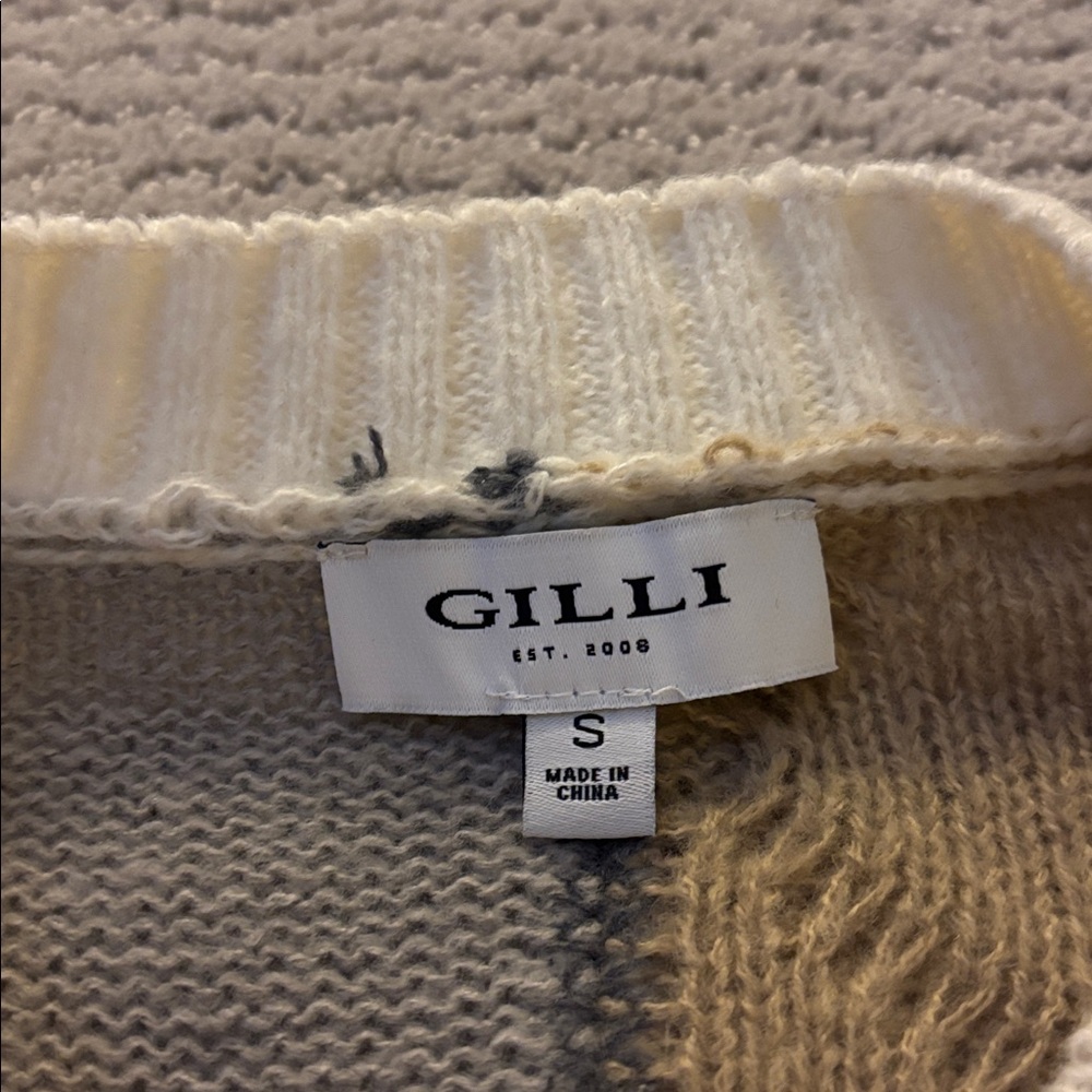 Gilli Patchwork Sweater - Cream, Gray, Tan - image 2